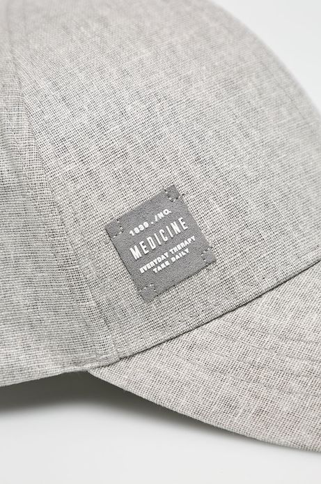 Czapka damska z daszkiem lniana szara