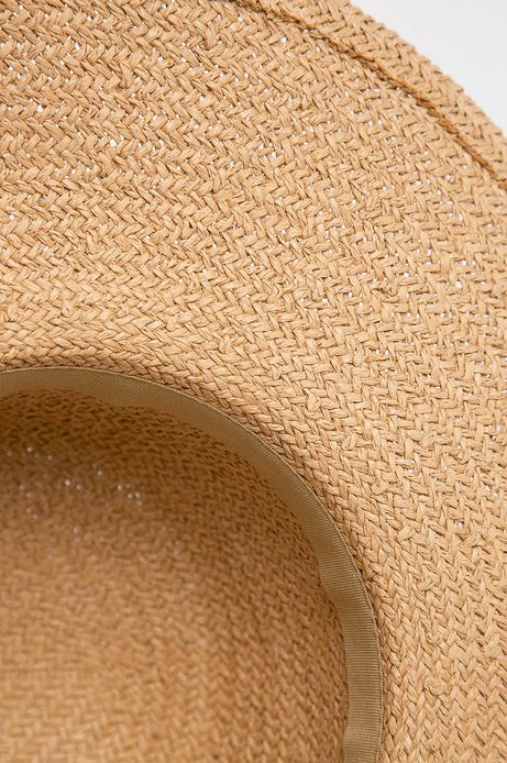 Kapelusz damski z szerokim rondem beżowy