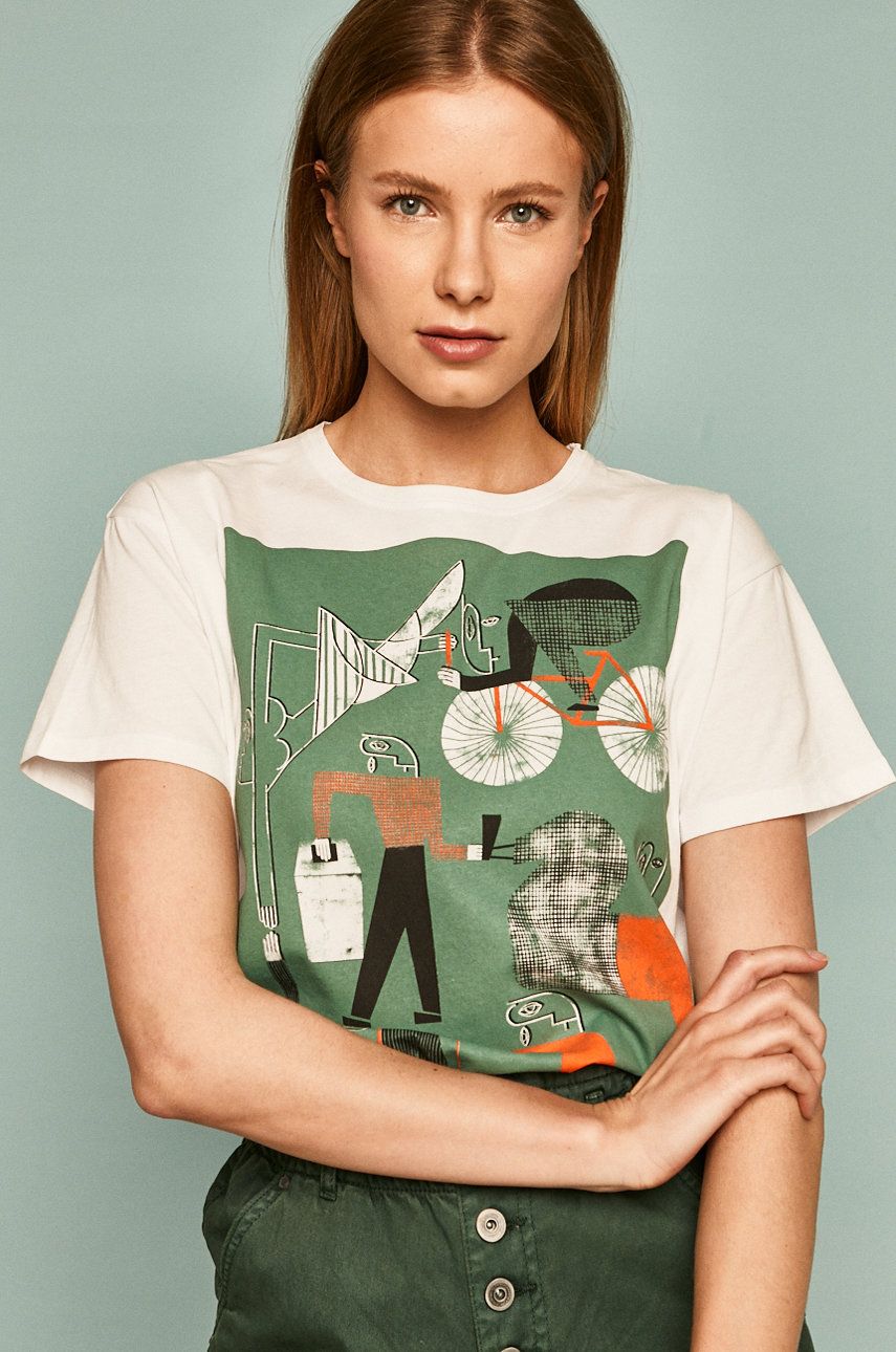 T Shirt Damski By Paulina Adamowska Grafika Polska Bialy Medicine Everyday Therapy