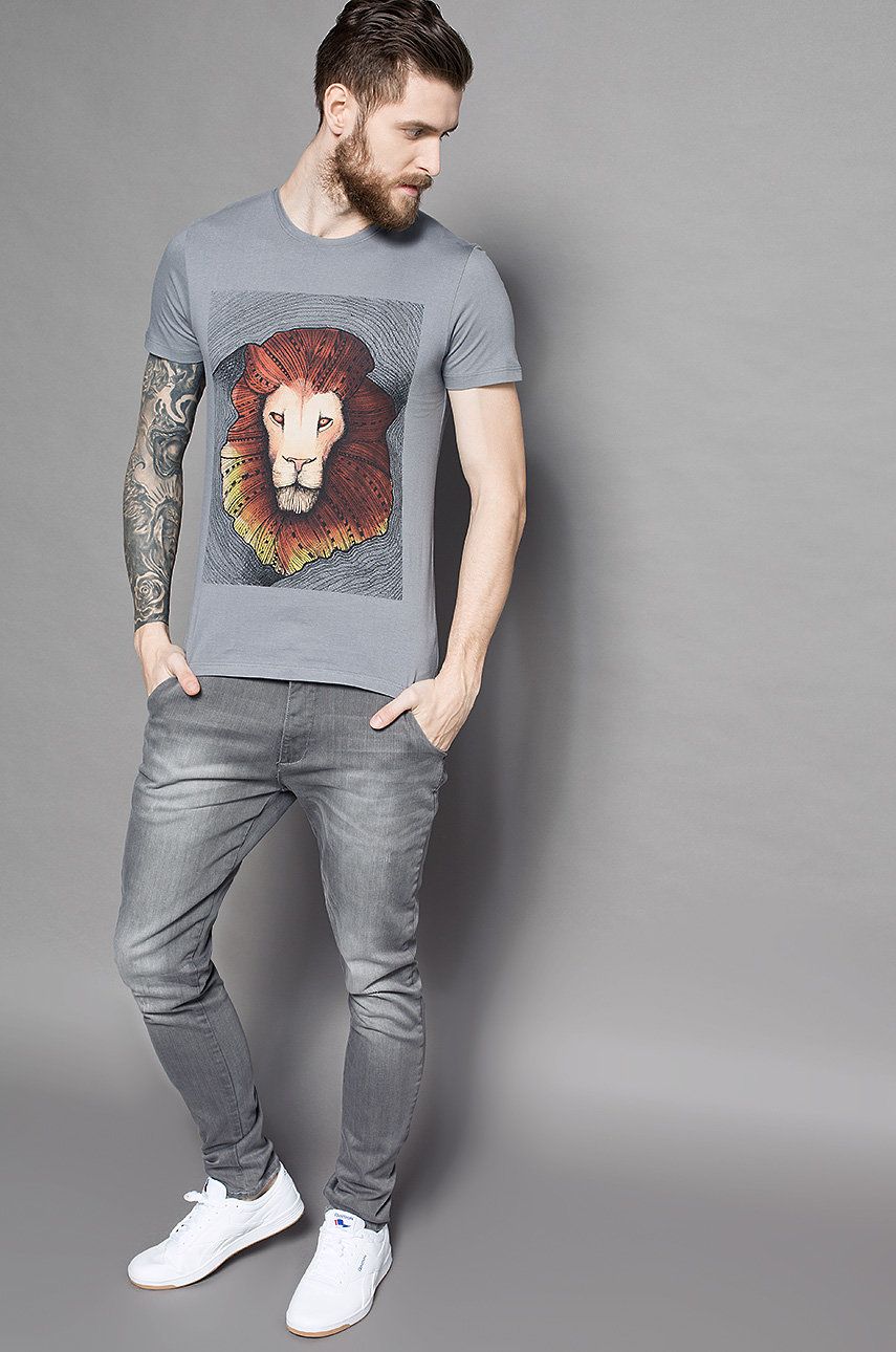 T Shirt Grafika Polska Szary Medicine Everyday Therapy