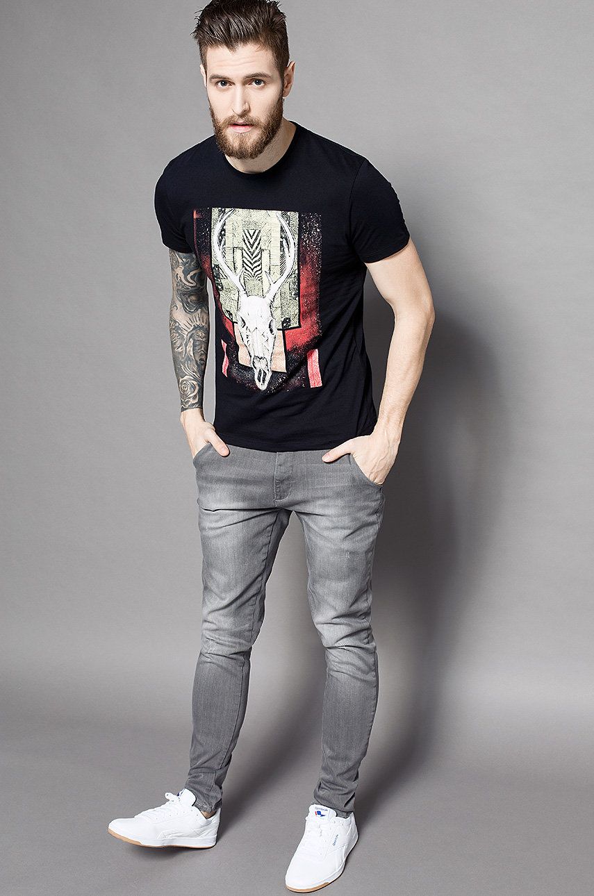 T Shirt Grafika Polska Czarny Medicine Everyday Therapy